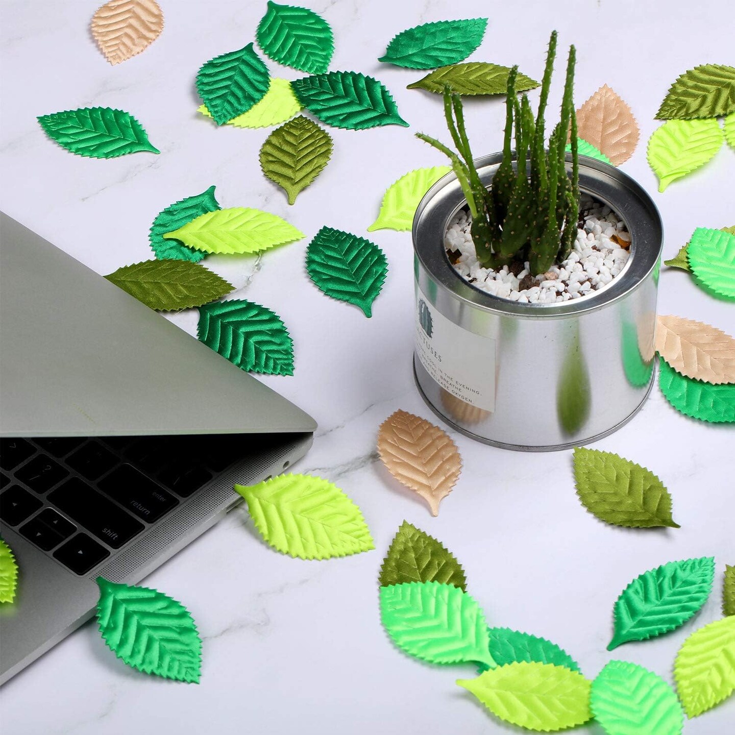 150 Pieces Fake Fabric Leaves for Crafts (Green Series) 2.52"D x 1.38"W x 0.08"H