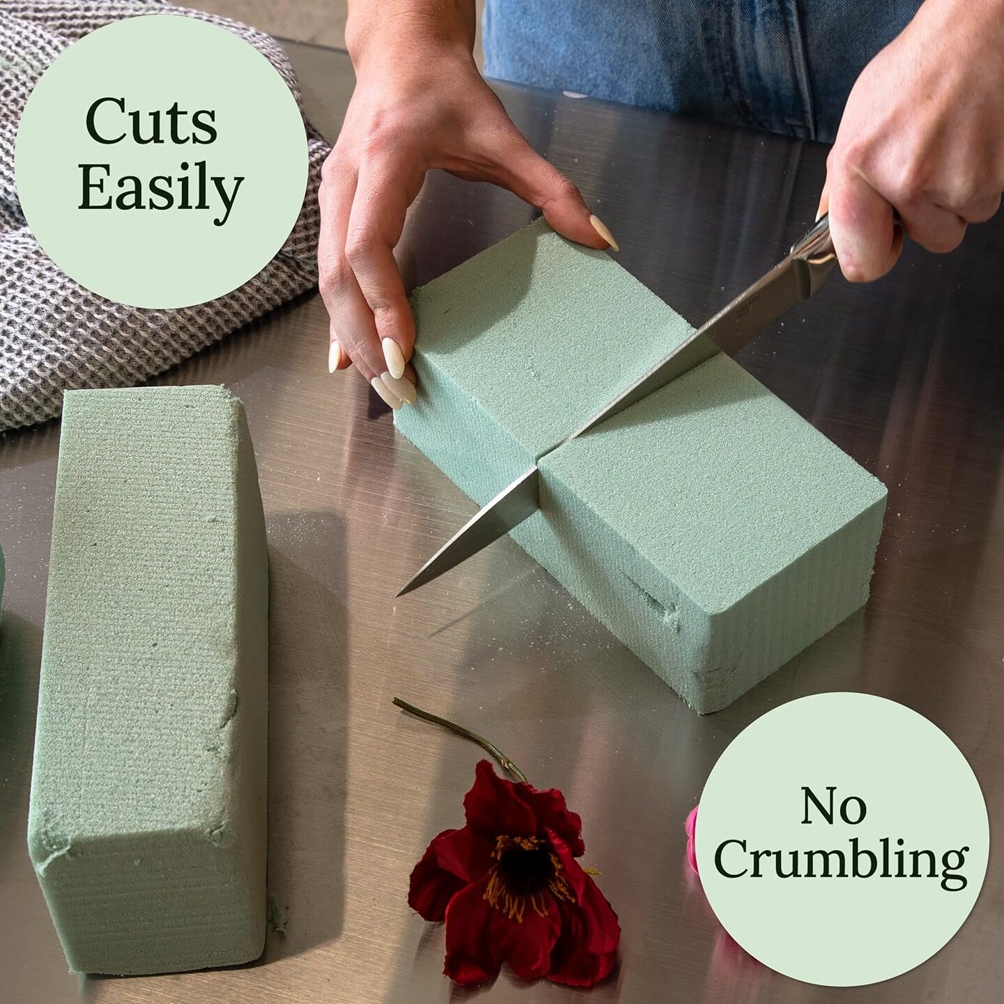 Premium Dry Floral Foam Blocks for Flower Arrangements 12pk, Foam Block for Artificial Flowers and Plant Decoration, Great for Crafts, Green Foam Bricks, Florist Foam Brick Flower Foam Block