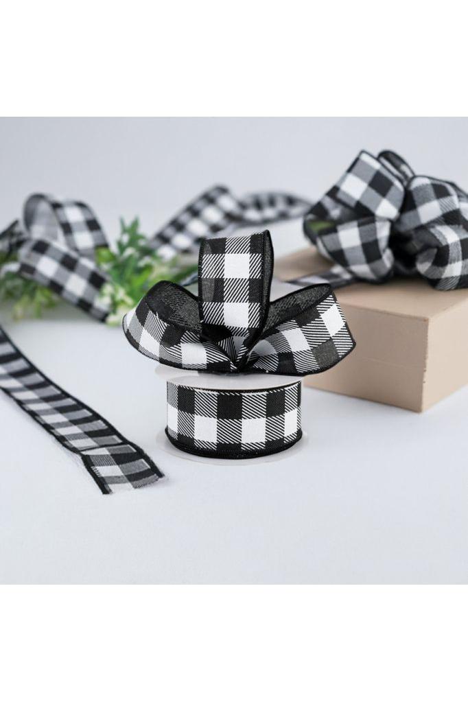 1.5&#x22; Checked Plaid Ribbon: Black &#x26; White (10 Yards)