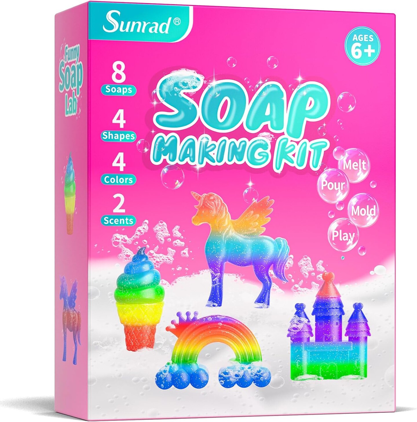 Unicorn Soap Making Kit for Kids Age 6-12+, Arts and Crafts Kits for Kids Girls Birthday Gifts, DIY Craft Science Toys STEM Creative Activity Make Your Own Soap Kit for Girls &#x26; Boys