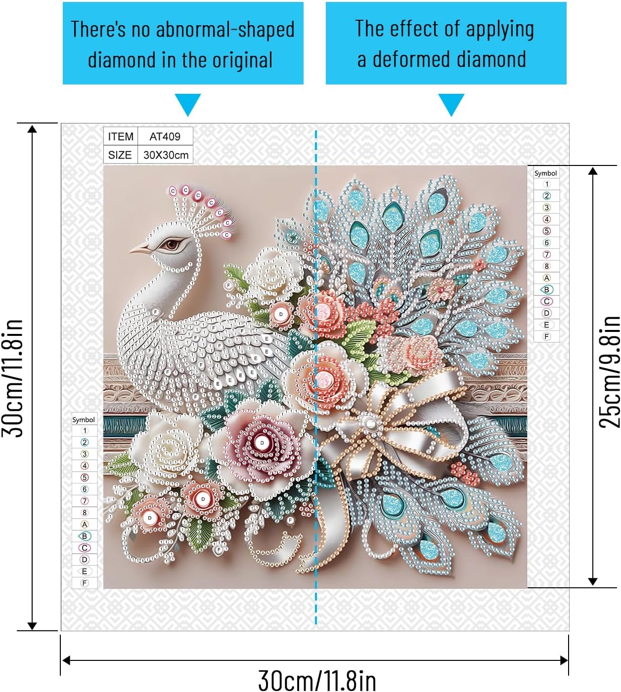 Special Shape Diamond Art Kits for Beginners, Diamond Art Painting Kits for Adults Peacock, Crystal Rhinestones Diamond Art Painting for Home Wall Decoration Gift 12&#xD7;12inch