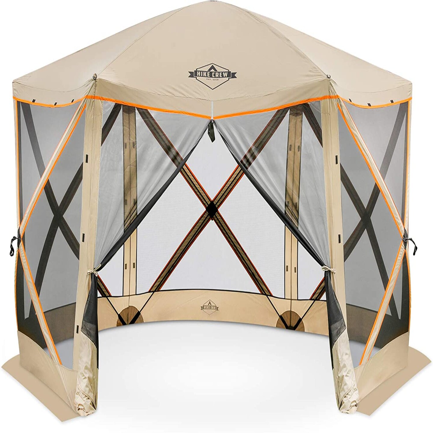 Hike Crew 6-Panel Pop-Up Screen House Gazebo 140"x140" – UV Resistant, Fits 9 People, Instant Setup