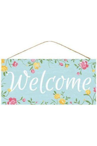 12" Wooden Sign: Welcome Floral Sign