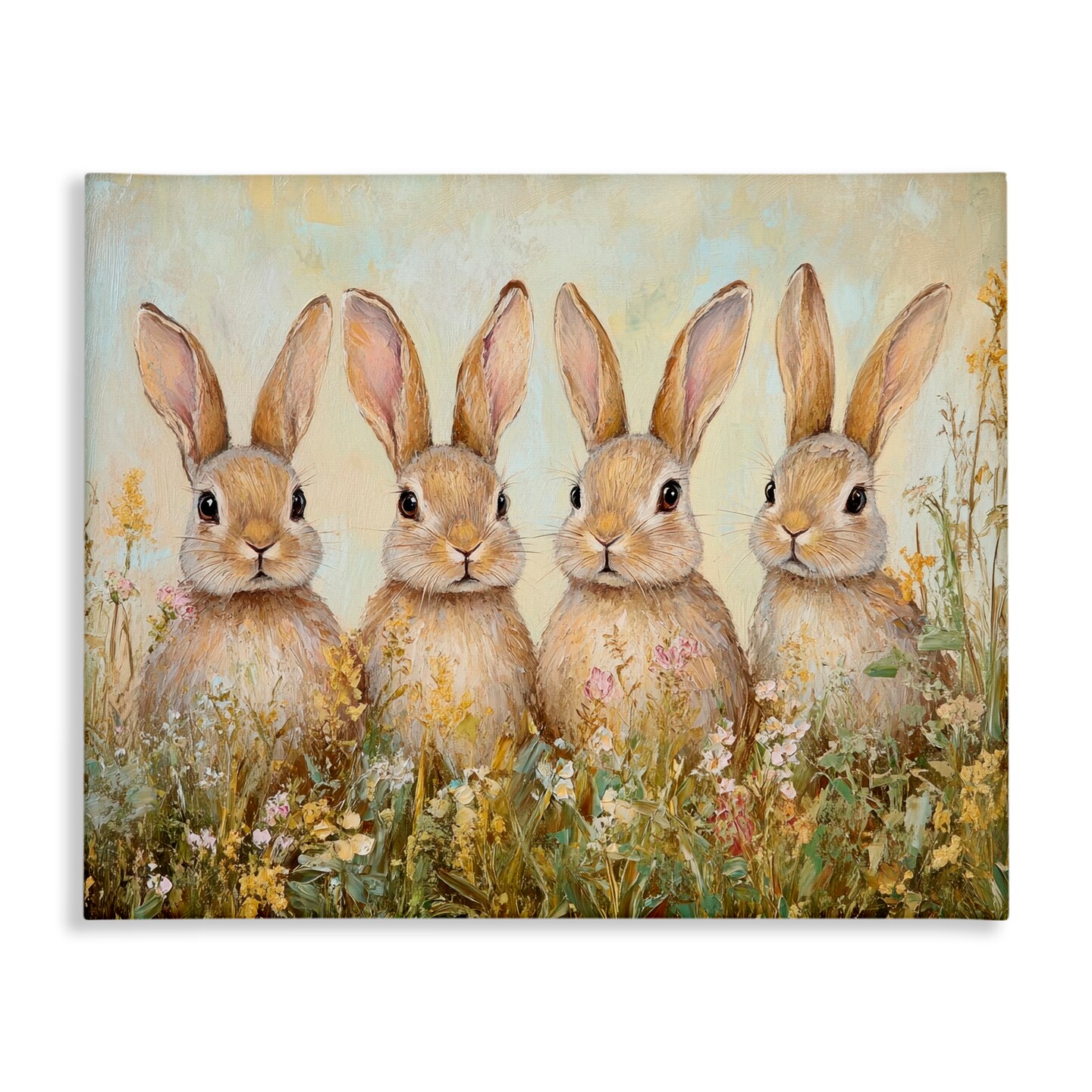 Stupell Industries Four Bunnies in Flowers Canvas, design by Petal Prints Design