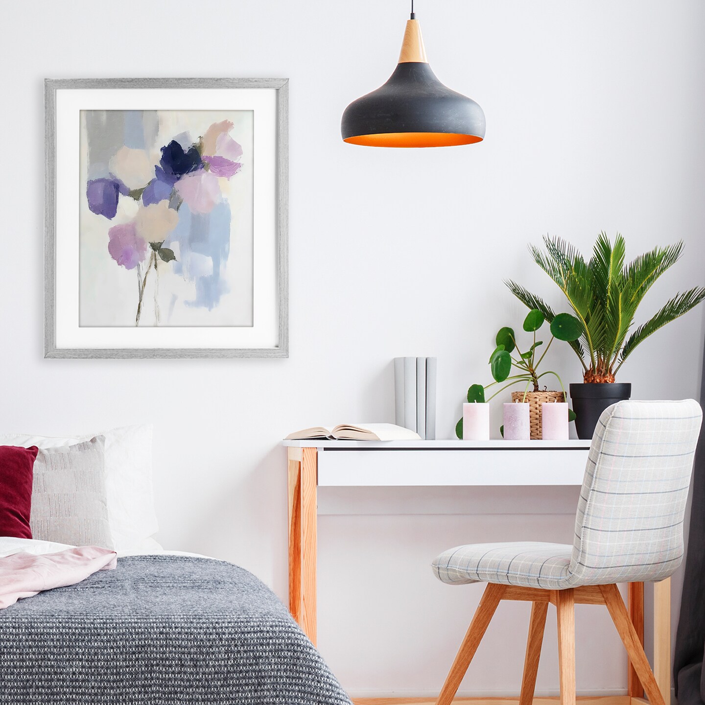Stupell Industries Lavender Haze Abstract Florals Framed Print Under Glass, design by Riley B