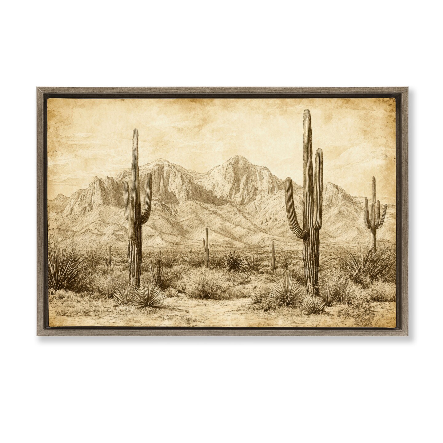 Stupell Industries The Desert Sepia Landscape Floating Frame, design by Petal Prints Design