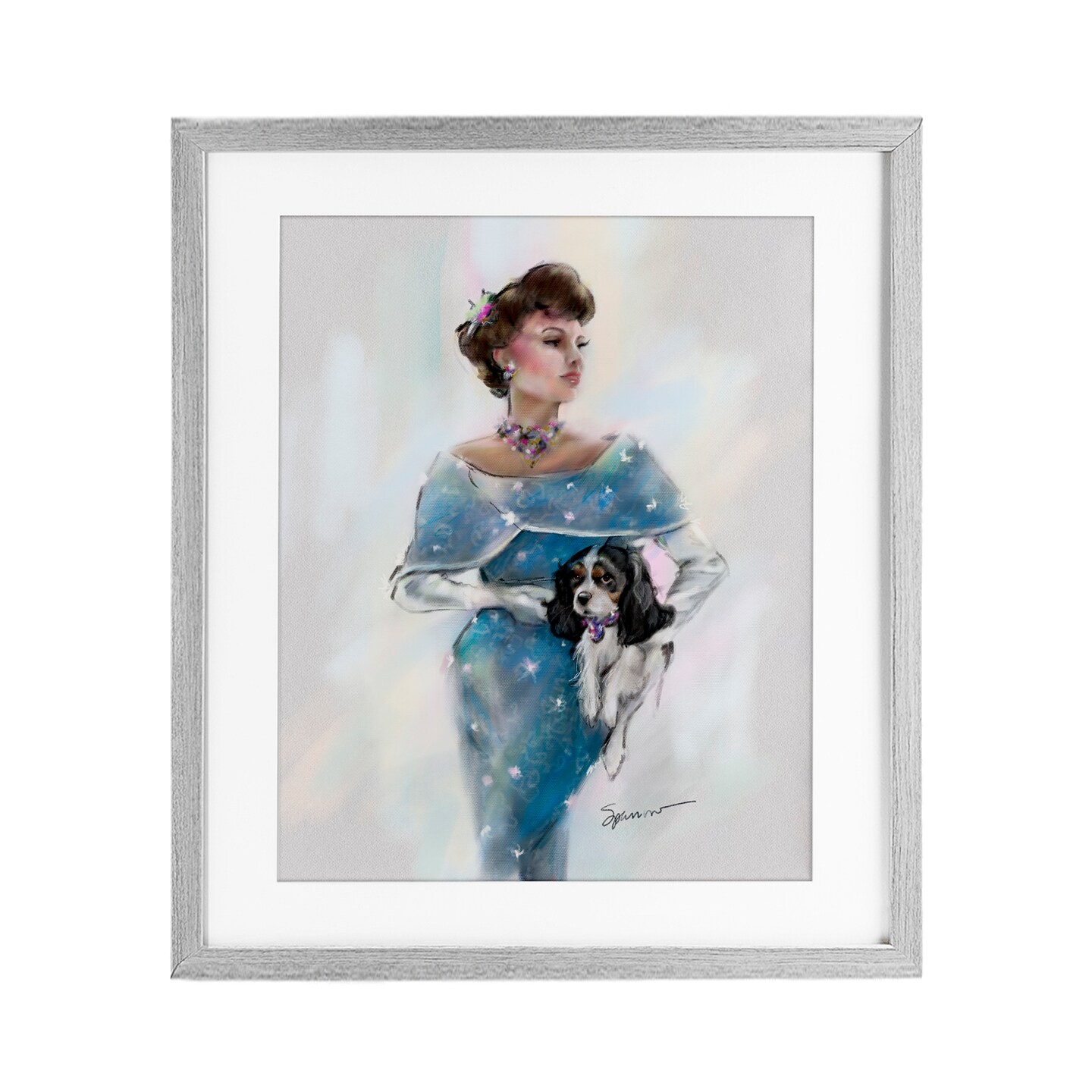 Stupell Industries Vintage Lady & Dog Framed Print Under Glass, design by Mary Sparrow