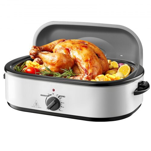 Black-Silver Iron 18QT Electric Roaster Oven with Self-Basting Lid