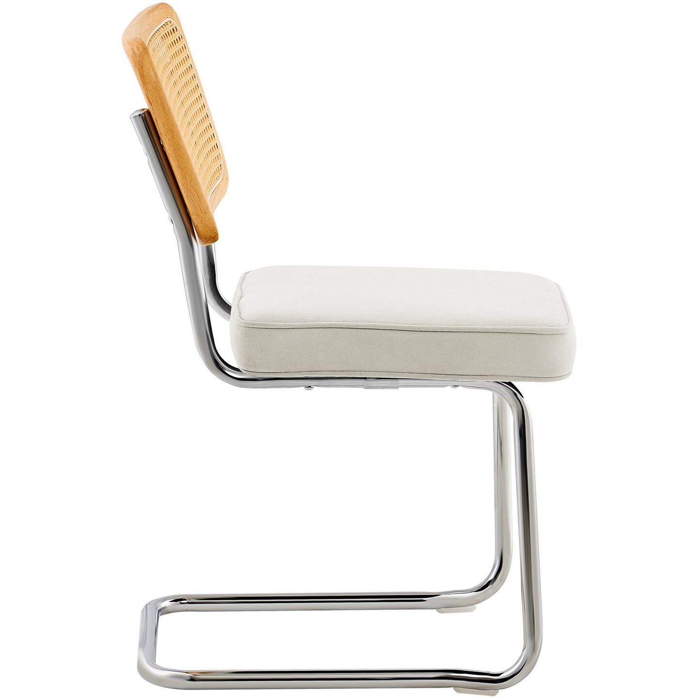 Rattan Dining Chairs Set of 2, Mid Century Modern Dining Chair, Upholstered Velvet Accent Chair with Rattan Back