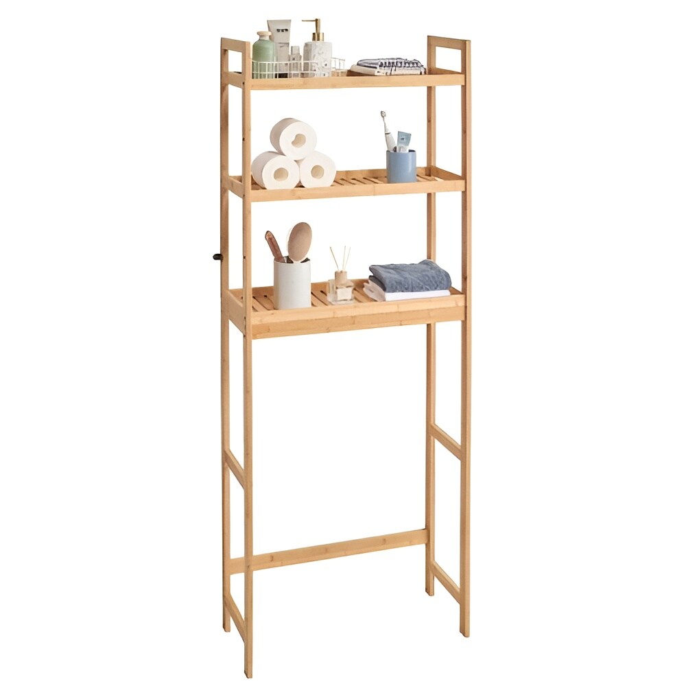 Wicker 3-Tier Over-Toilet Storage Rack with Adjustable Shelves