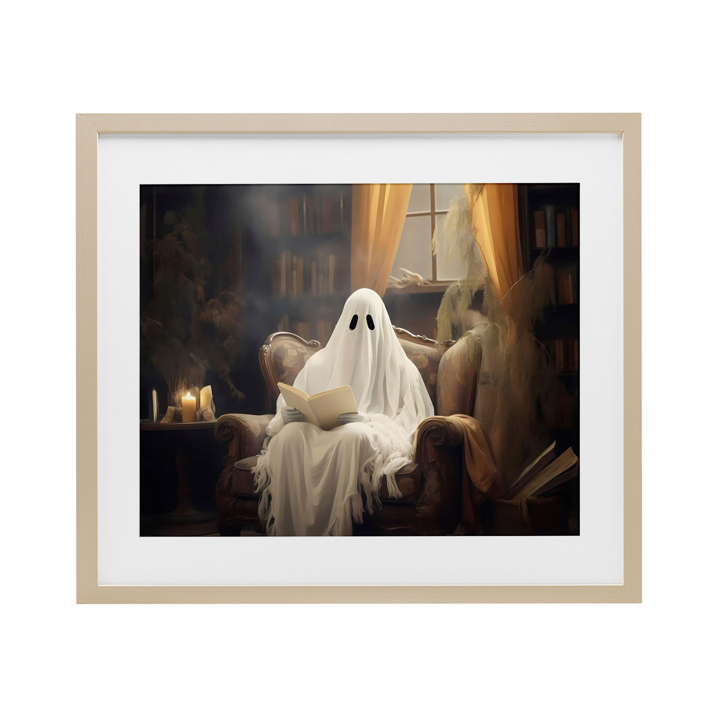 Stupell Industries Peaceful Reading Ghost Framed Print Under Glass, design by LSR Design Studio