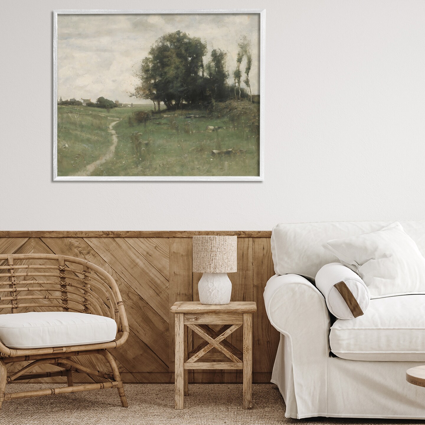 Stupell Industries Vintage Farmhouse Countryside Path Framed Giclee, design by Riley B