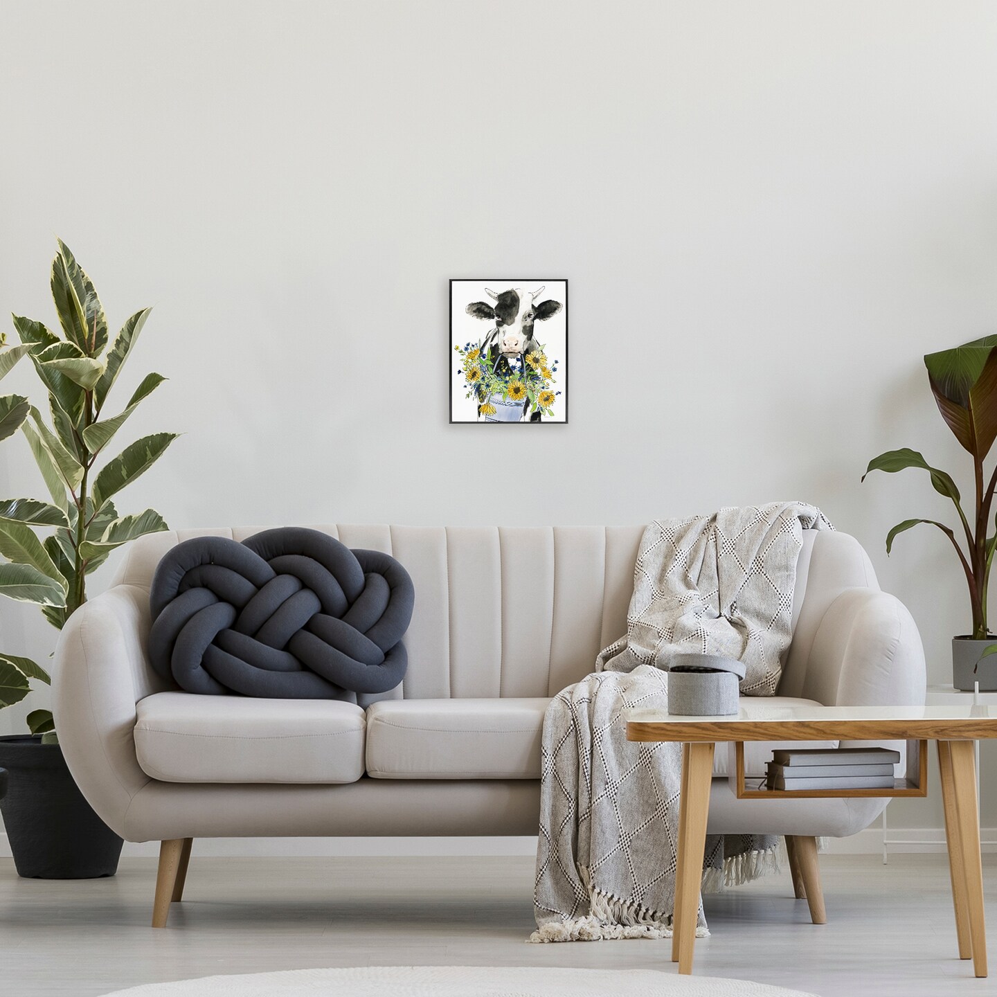Stupell Industries Bessie in the Sunflowers Cow Framed Giclee, design by Kamdon Kreations