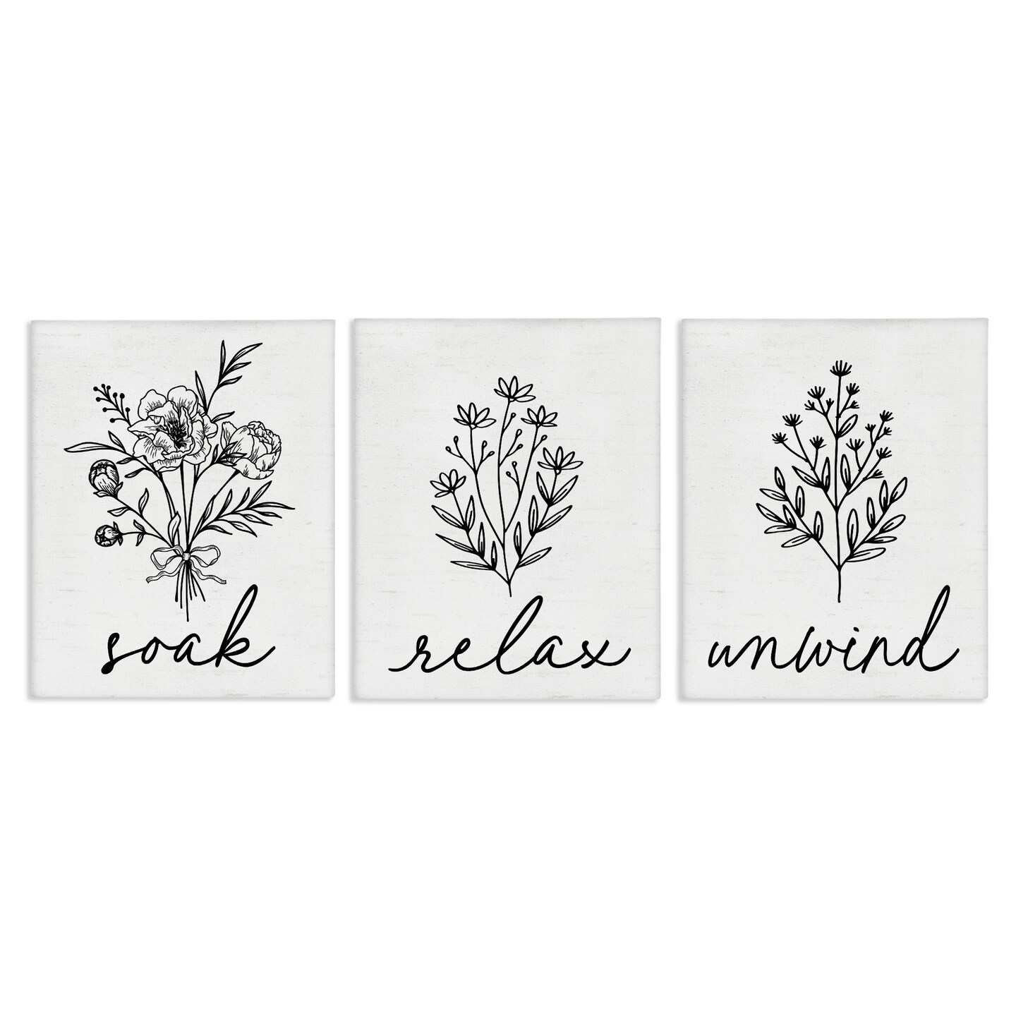 Stupell Industries Bathroom Herbs for Relaxation 3pc Canvas Set, design by Lettered and Lined