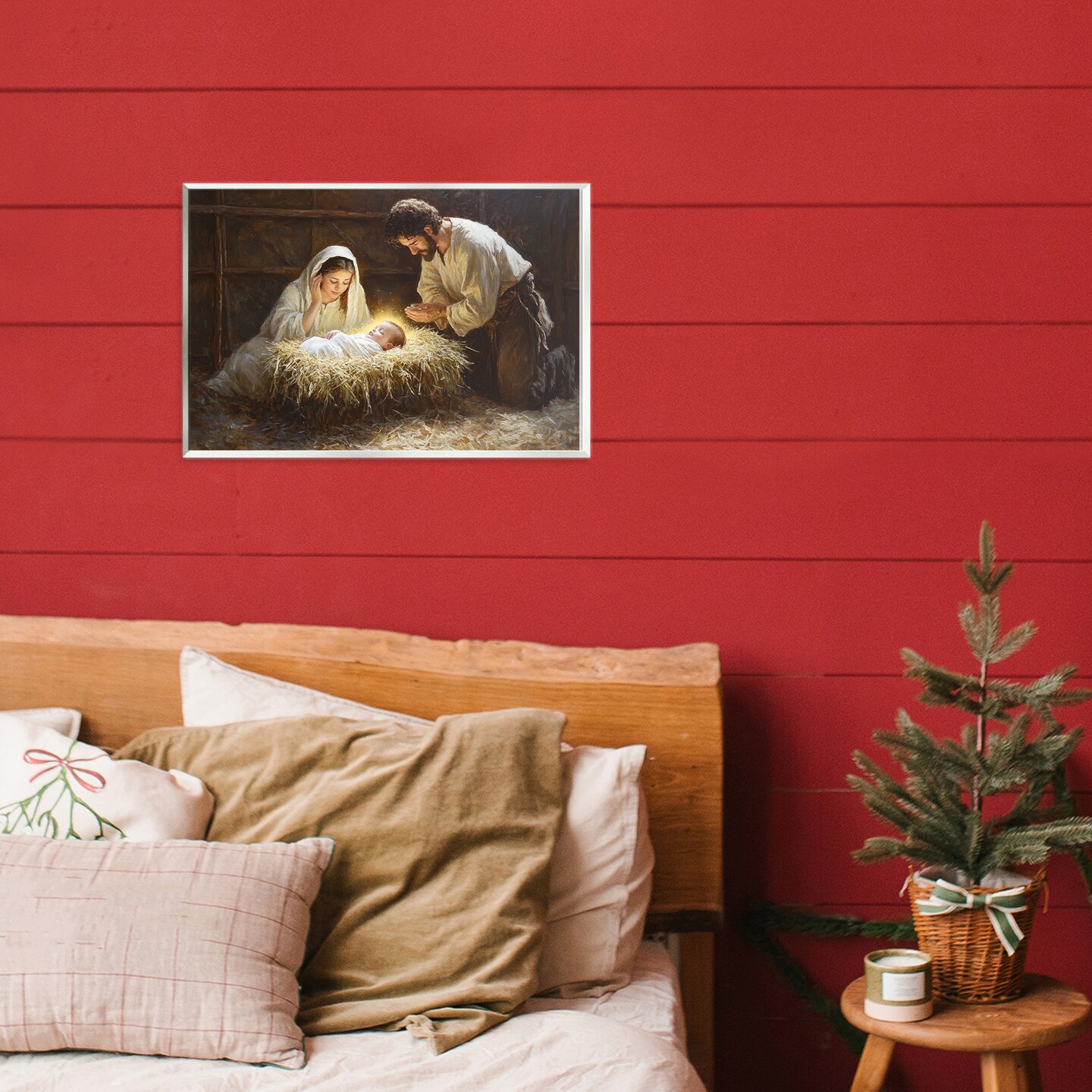 Stupell Industries Christ Is Born Nativity Wall Plaque, design by Petal Prints Design