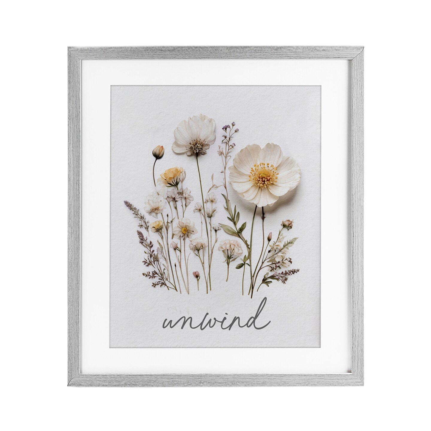Stupell Industries Pressed Flowers Unwind Framed Print Under Glass, design by Lettered and Lined
