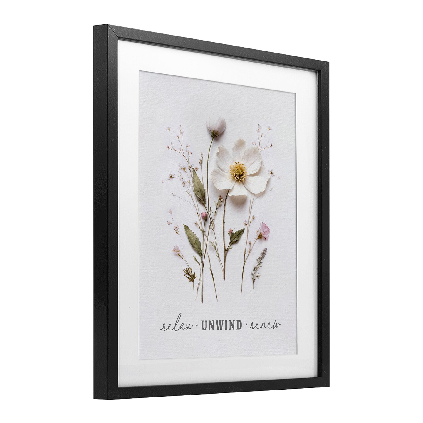 Stupell Industries Relaxing Pressed Flowers Framed Print Under Glass, design by Lettered and Lined