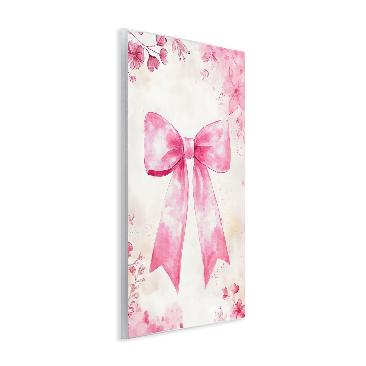 Stupell Industries Whimsical Floral Bow Pink & Beige Wall Plaque, design by Creative Studio