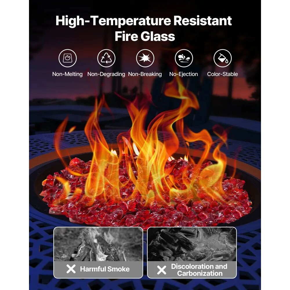 10 LB Fire Glass for Fire Pit Table High Temperature Resistant Reflective Rocks