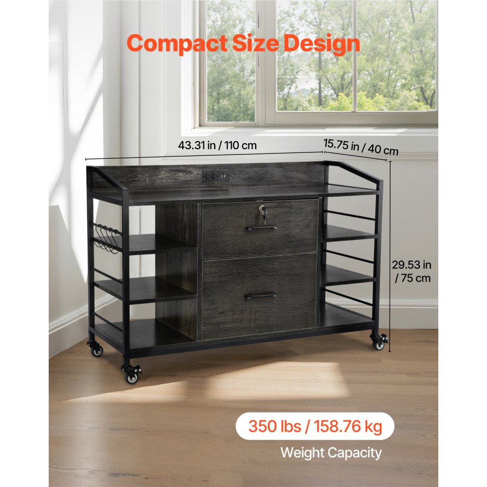 2 Drawer Metal File Cabinet Lateral Storage with Lock 6 Shelves for Letter A4 Legal