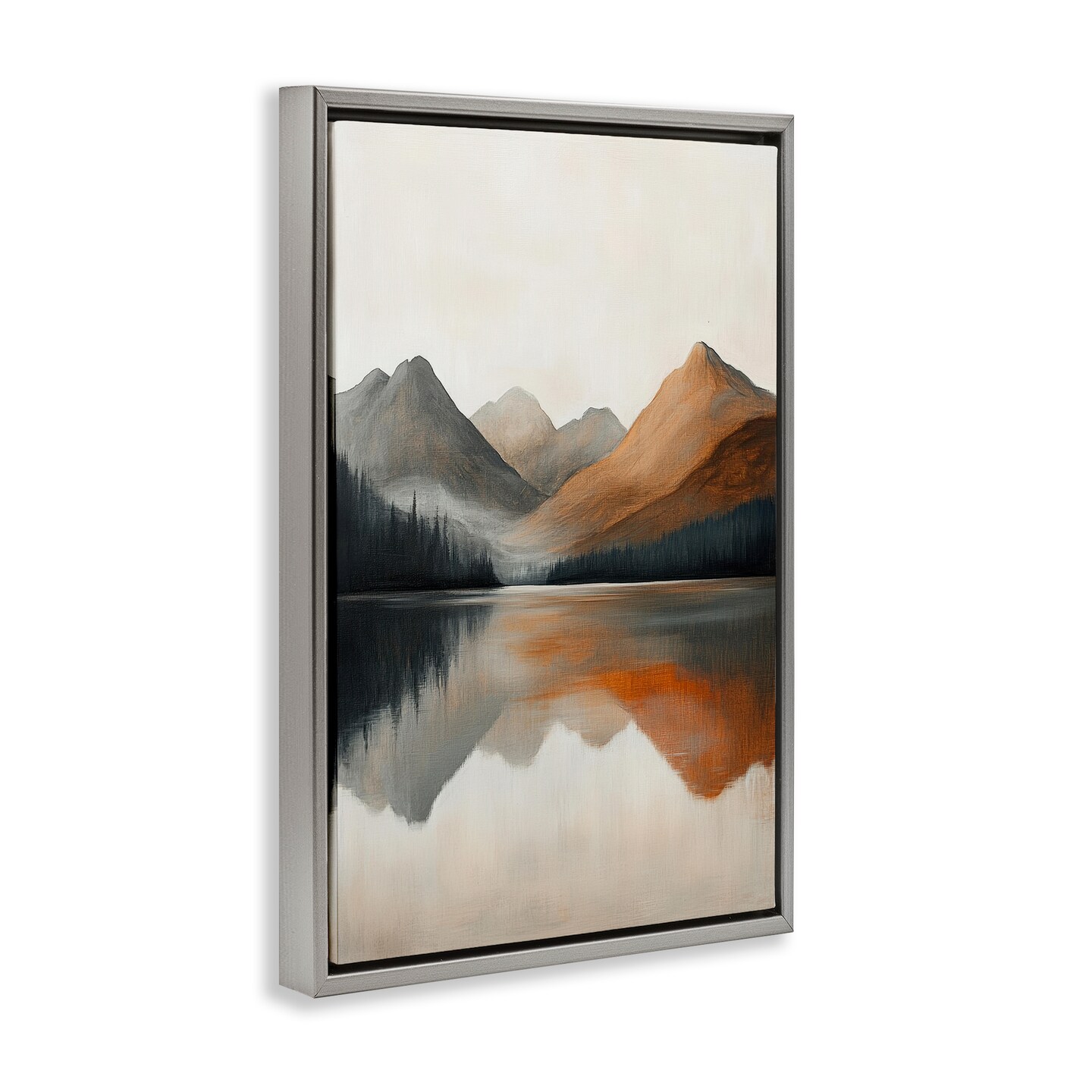 Terracotta Reflection Abstract Landscape Floating Frame Canvas Art