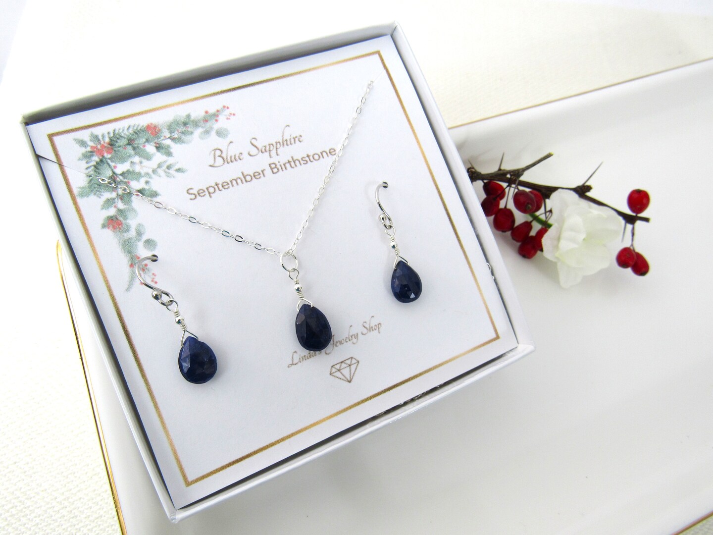 Sapphire Faceted Briolettes, Sterling Silver outlet Earrings, September Birthstone, Handmade Earrings.