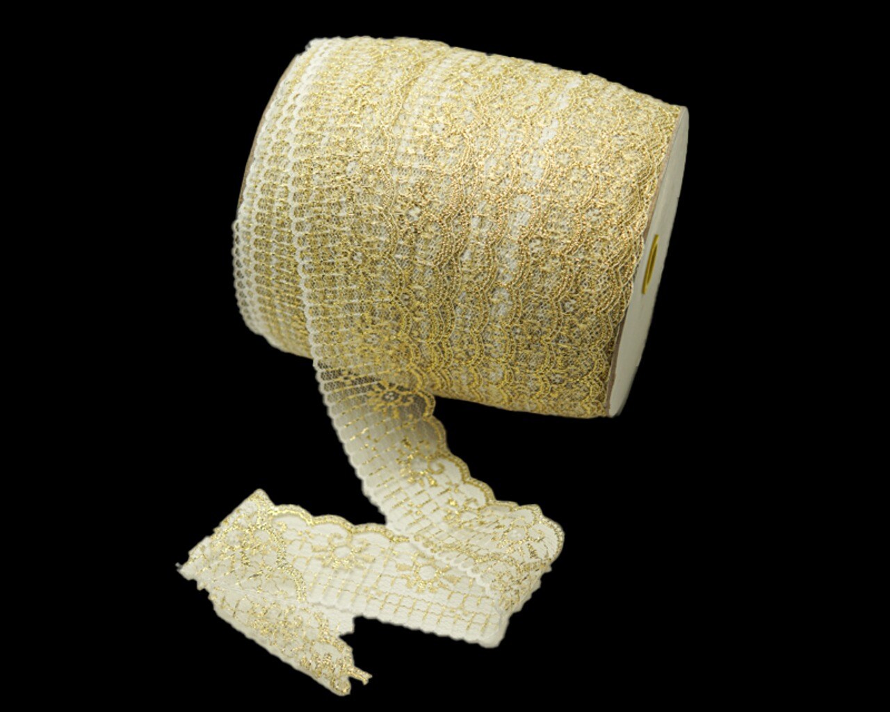 2&#x22; Wide x 300 Yards Flat Gold Lace Trim Roll
