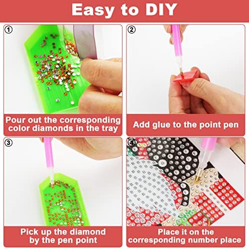 6 Sets Christmas 5D Diamond Painting Kit for Kids Watercolor XMAS DIY Diamond Art Black Snowmen Truck Gnome Full Drill Crystal Rhinestone Painting Winter Holiday 5D Diamond Dots for Wall Decor