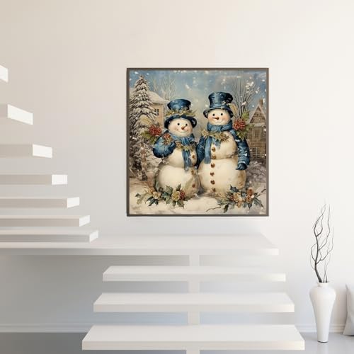 5D Winter Christmas Diamond Painting Kits for Adults Beginners,Christmas Winter Snowman House Diamond Art Kit,DIY Full Round Drill Diamond Dot Gem Art Kits for Adults,Home Wall Decor 13.78x13.78 Inch