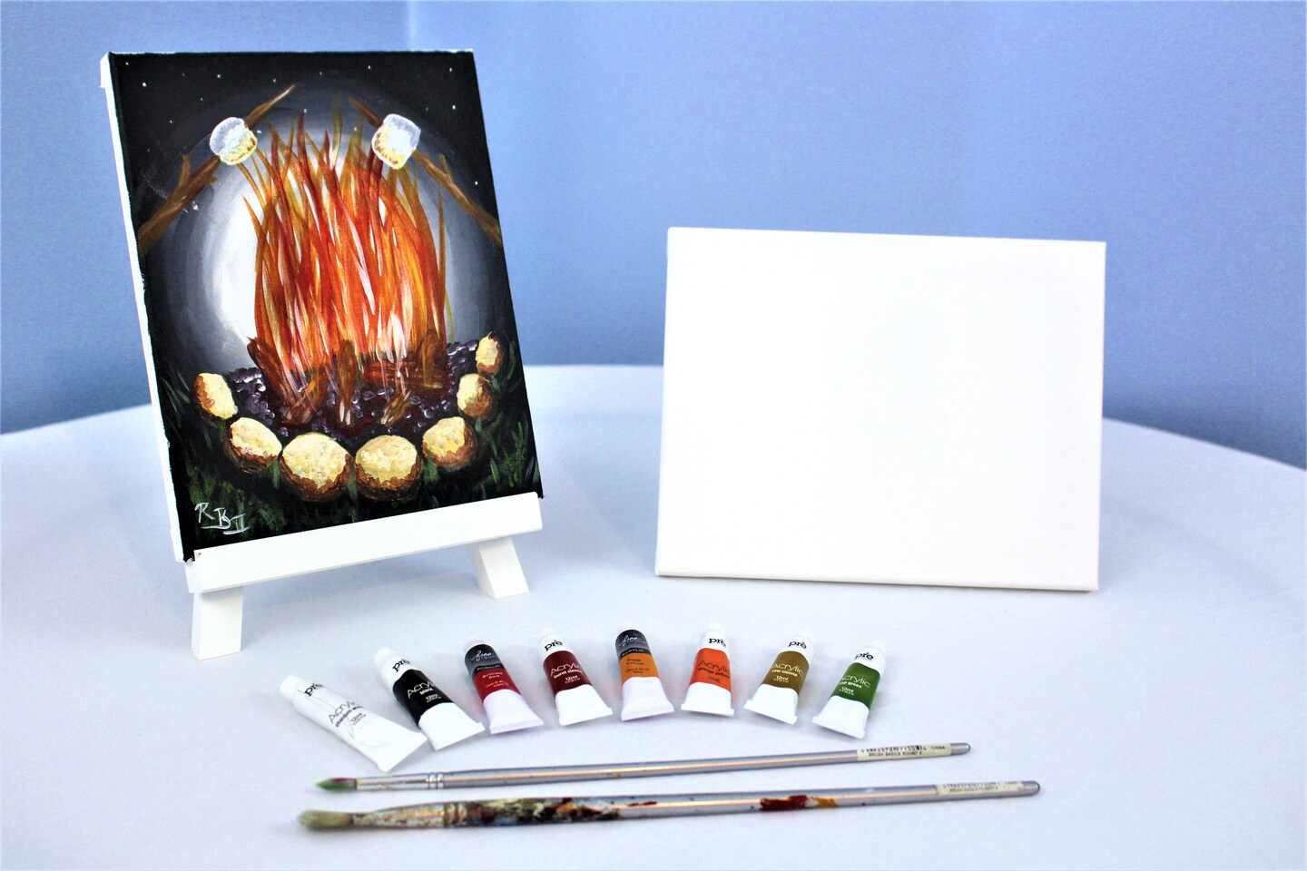 Paint Kit - Campfire Dreams Acrylic Painting Kit &#x26; Video Lesson, DIY Craft, Beginner Painting, Paint At Home