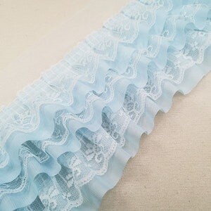 2&#x22; x 50 Yards Blue Ruffled Lace Trim
