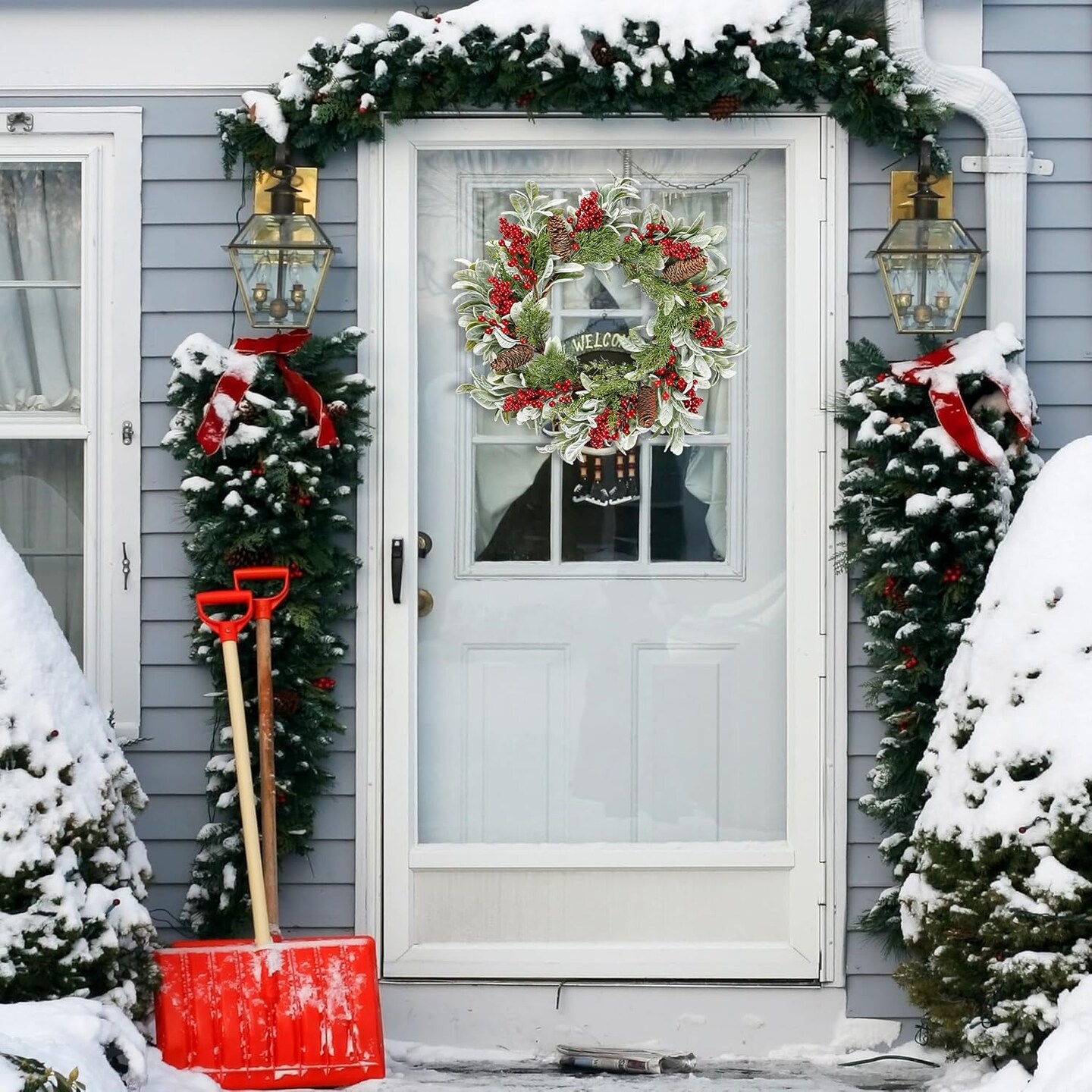 19 Inch Artificial Christmas Wreath for Front Door