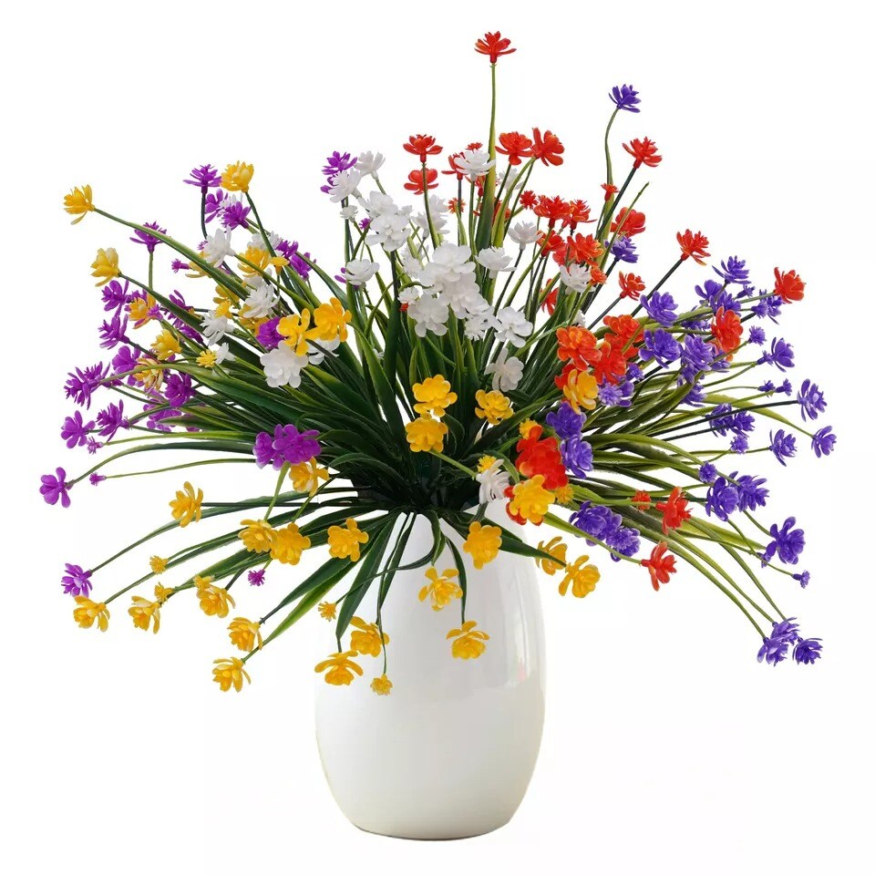 10pcs Set Artificial Flowers Fake Plant Indoor Plastic Flower Wedding Home Decor