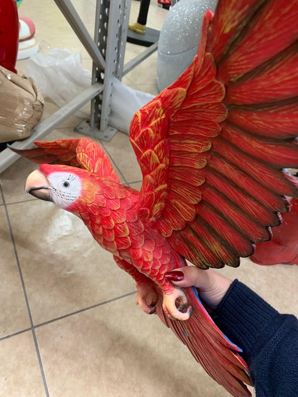 Red Flying Macaw Parrot Life Size Statue
