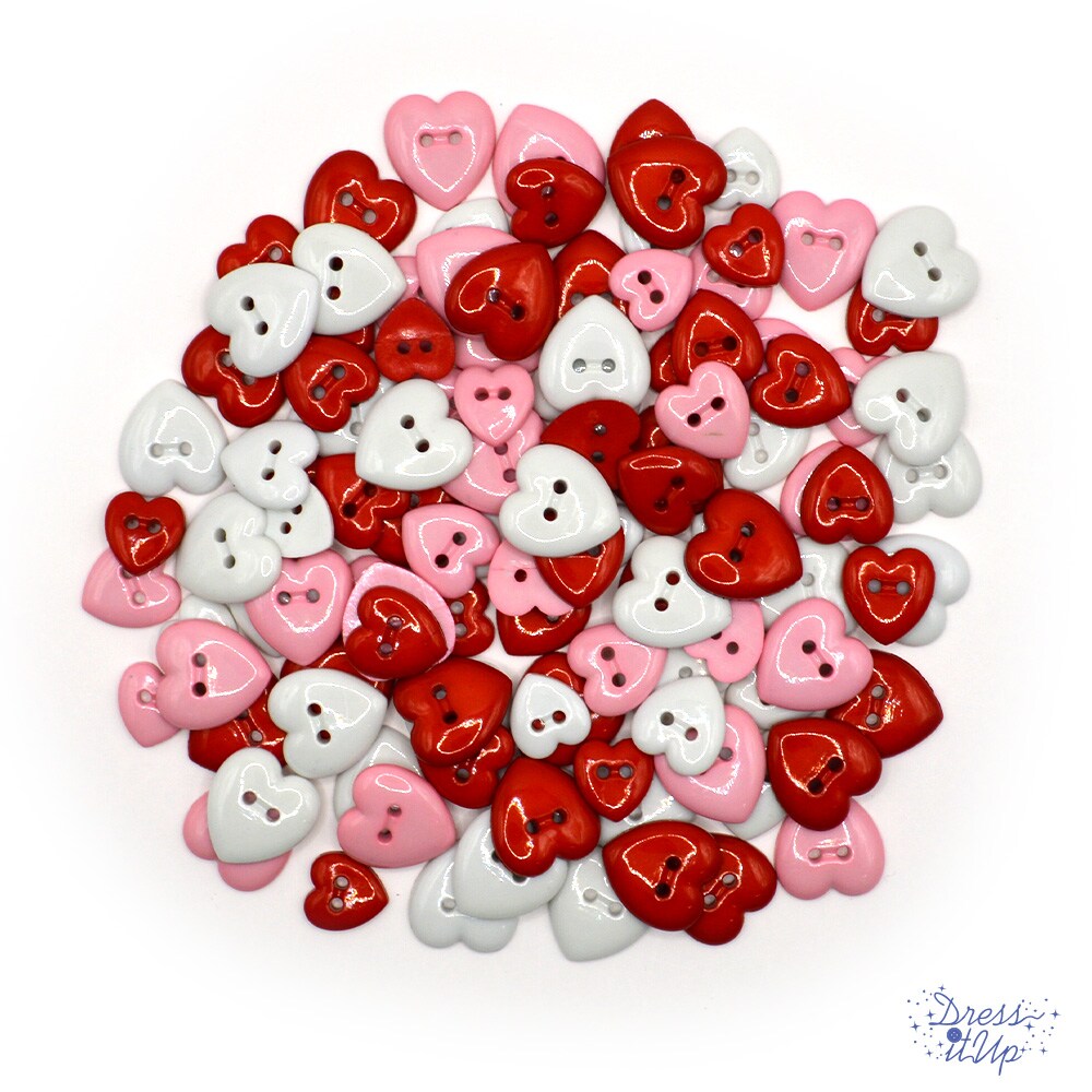 Dress It Up Buttons Sew Thru Valentine&#x27;s Day Heart Buttons
