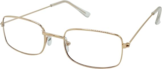 4E&#x27;s Novelty Old Person Costume Glasses for Kids Adults Gold Rectangular Fake Eyeglasses Old Lady Glasses for 100th Day of School Costume Dress Up Accessory
