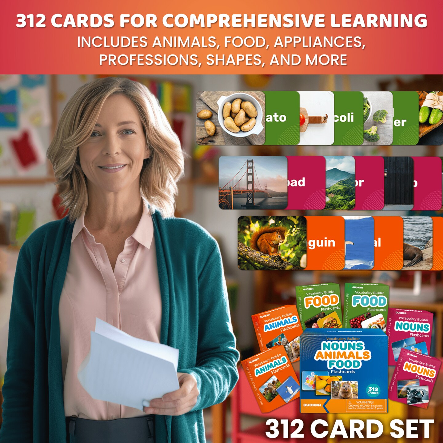 312 Flash Cards Set for Speech Therapy &#x26; Vocabulary Building Activities