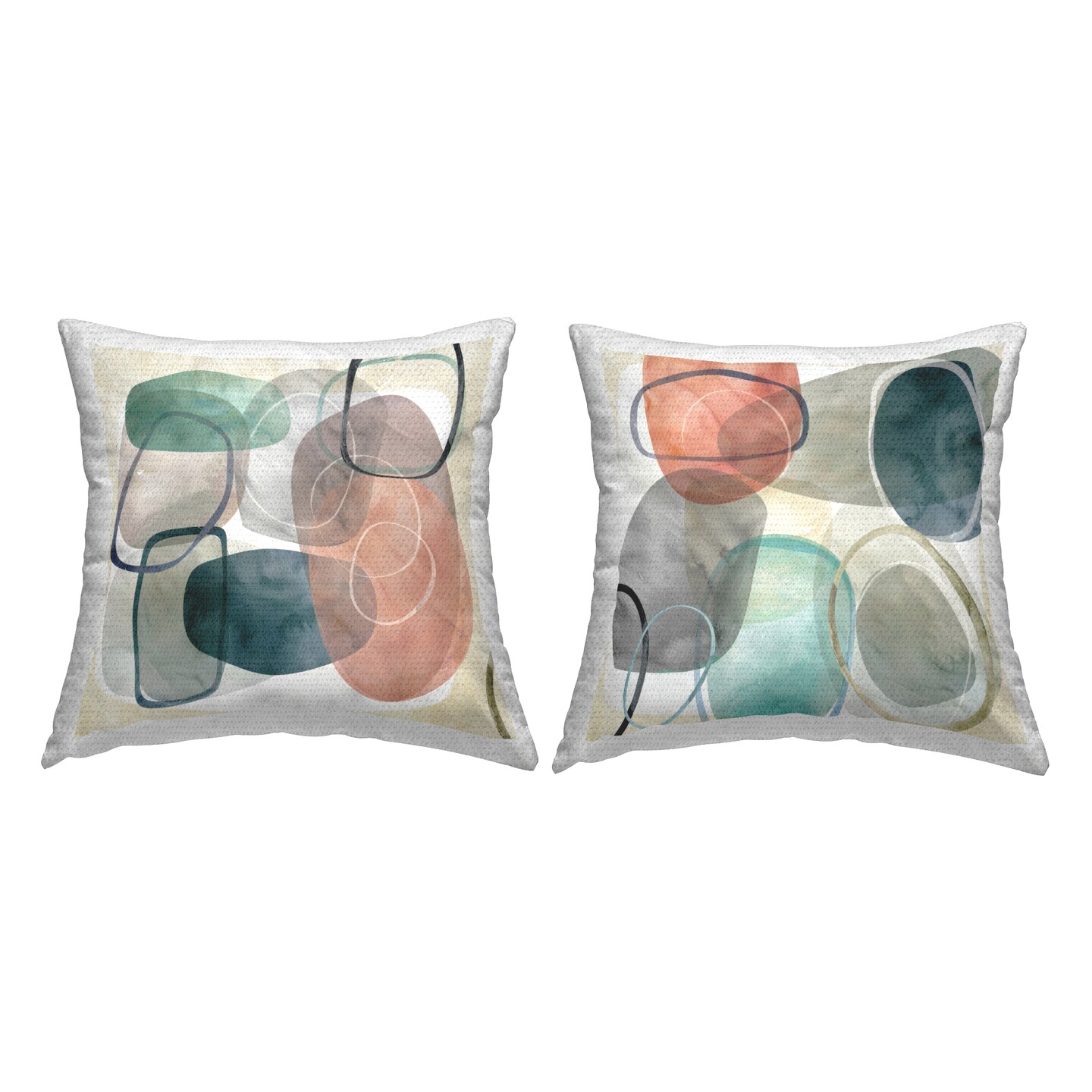 Earth Tone Obliques 2 PC Outdoor Printed Pillow Set Design by Carol Robinson, 18 x 7 x 18