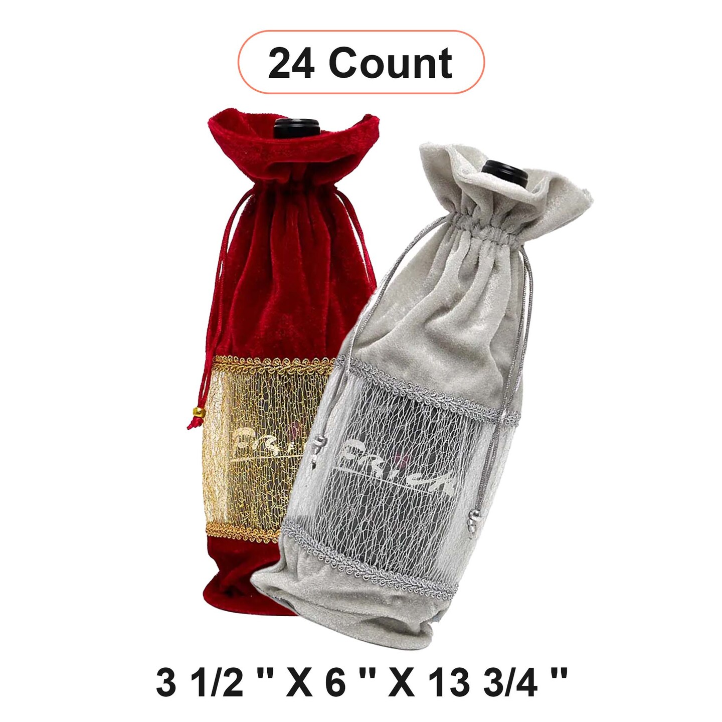 Velvet Wine Gift Bag 3 1/2&#x27;&#x27; x 6&#x27;&#x27; x 13 3/4&#x27;&#x27;