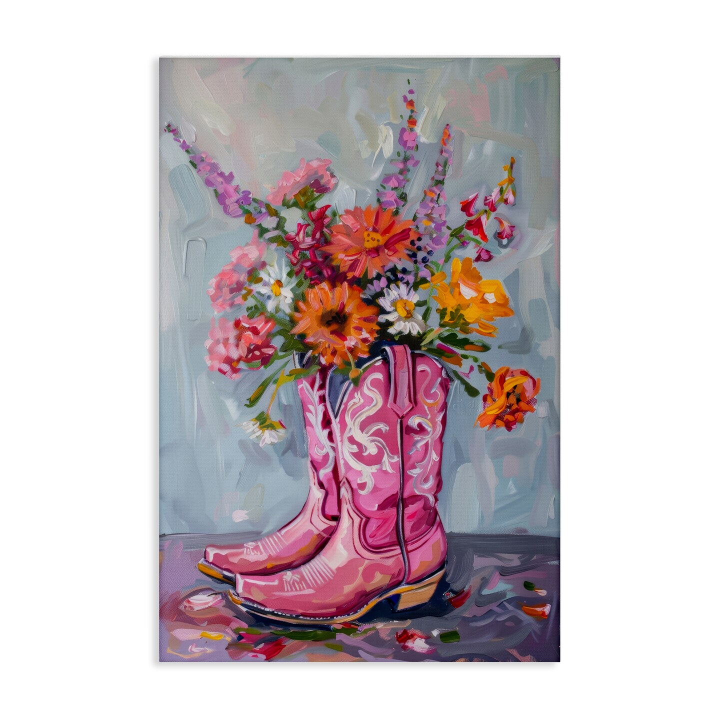 Stupell Industries Floral Cowboy Boots Canvas Wall Art Design by Petal Prints Design