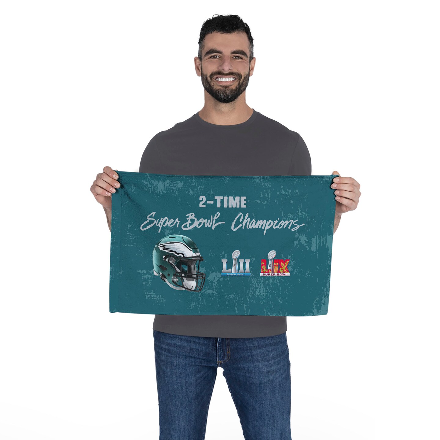 NFL Philadelphia Eagles 2025 Super Bowl LIX Multi Champ Conquerors Fan Towel 2 Pack 16X25 Inches