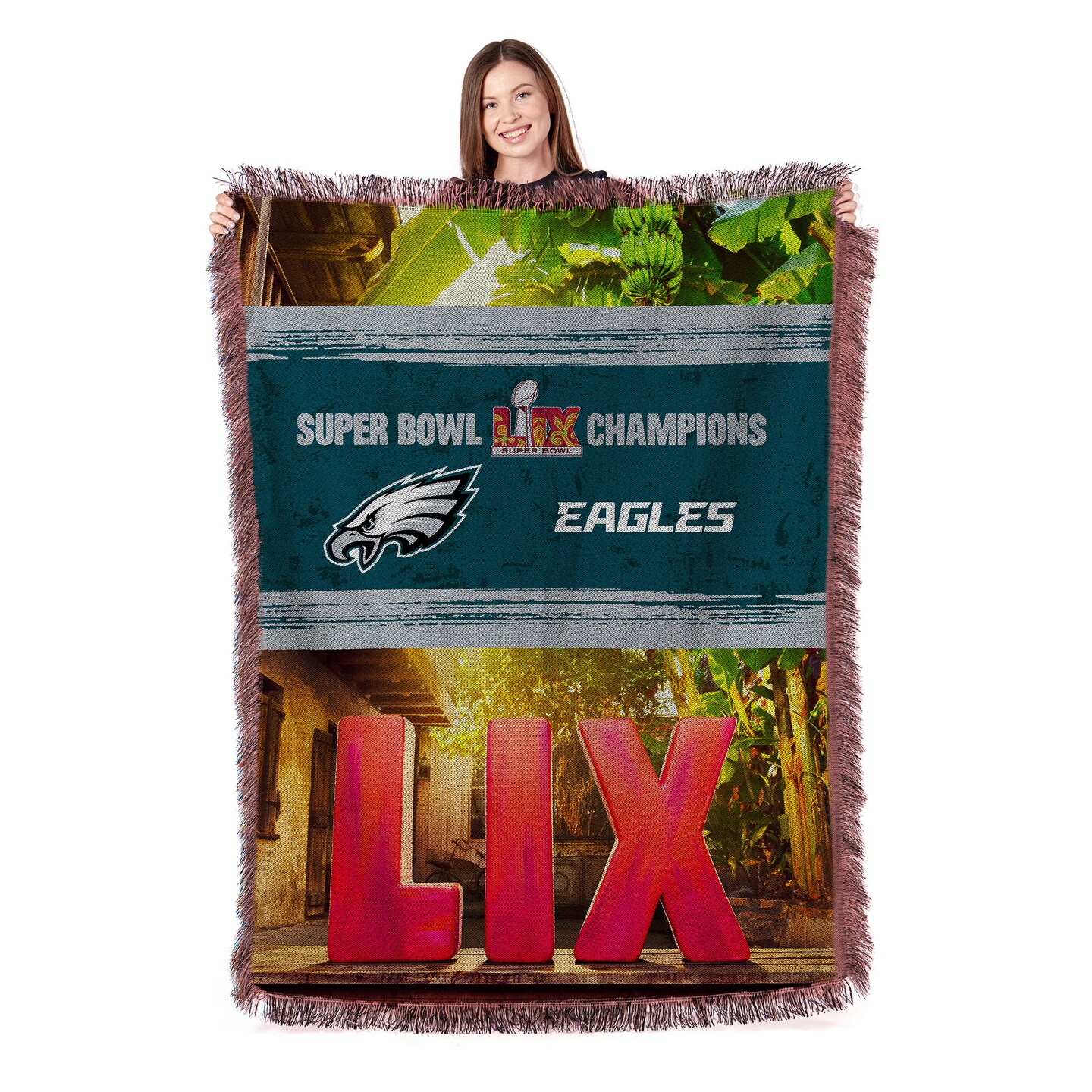 NFL Philadelphia Eagles 2025 Super Bowl LIX Woven Courtyard Tapestry Throw Blanket 48X60 Inches