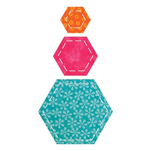 AccuQuilt GO! Hexagon Die Cut - 1&#x22;, 1 1/2&#x22;, 2 1/2&#x22; Sides (3/4&#x22;, 1 1/4&#x22;, 2 1/4&#x22; Finished) - Perfect for Quilting Projects &#x26; Appliqu&#xE9; - Quick &#x26; Accurate Fabric Cutting Tool