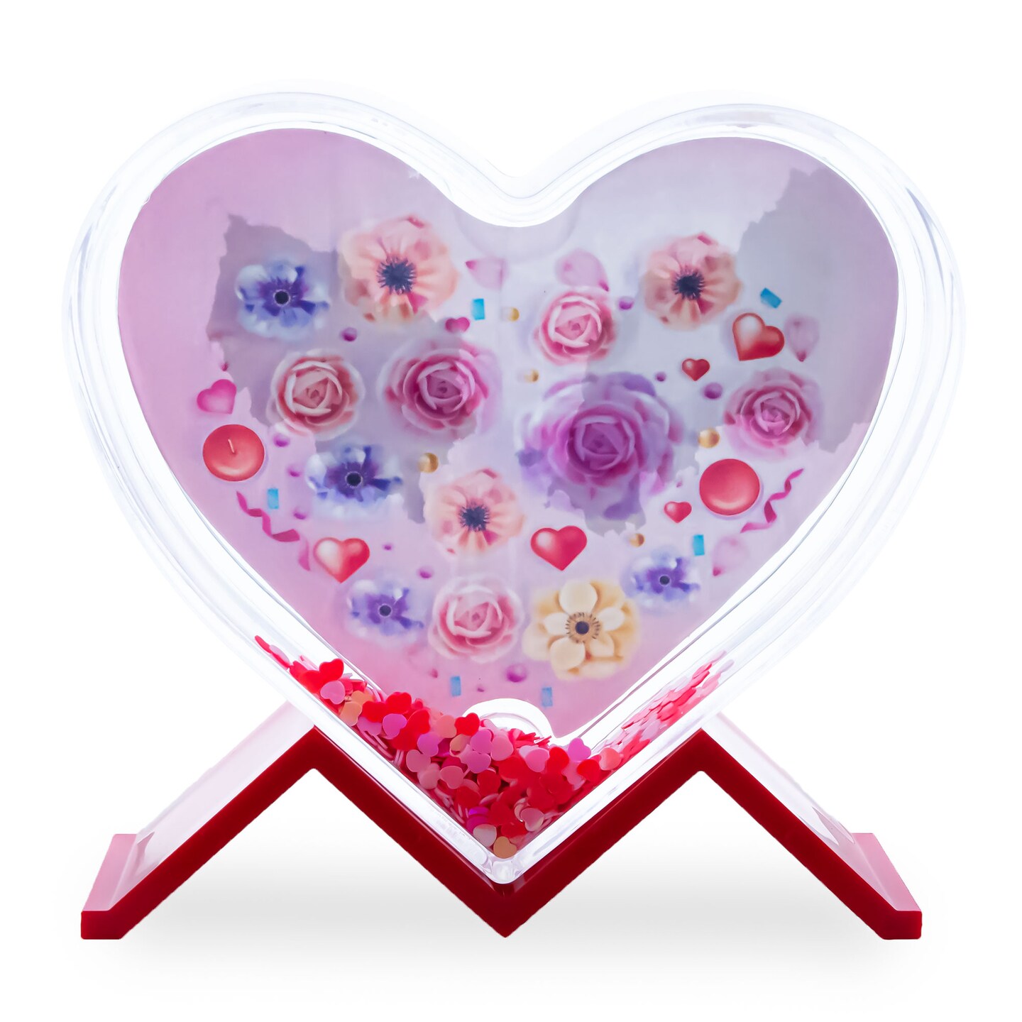 Heart-Shaped Glitter Photo Frame with Stand