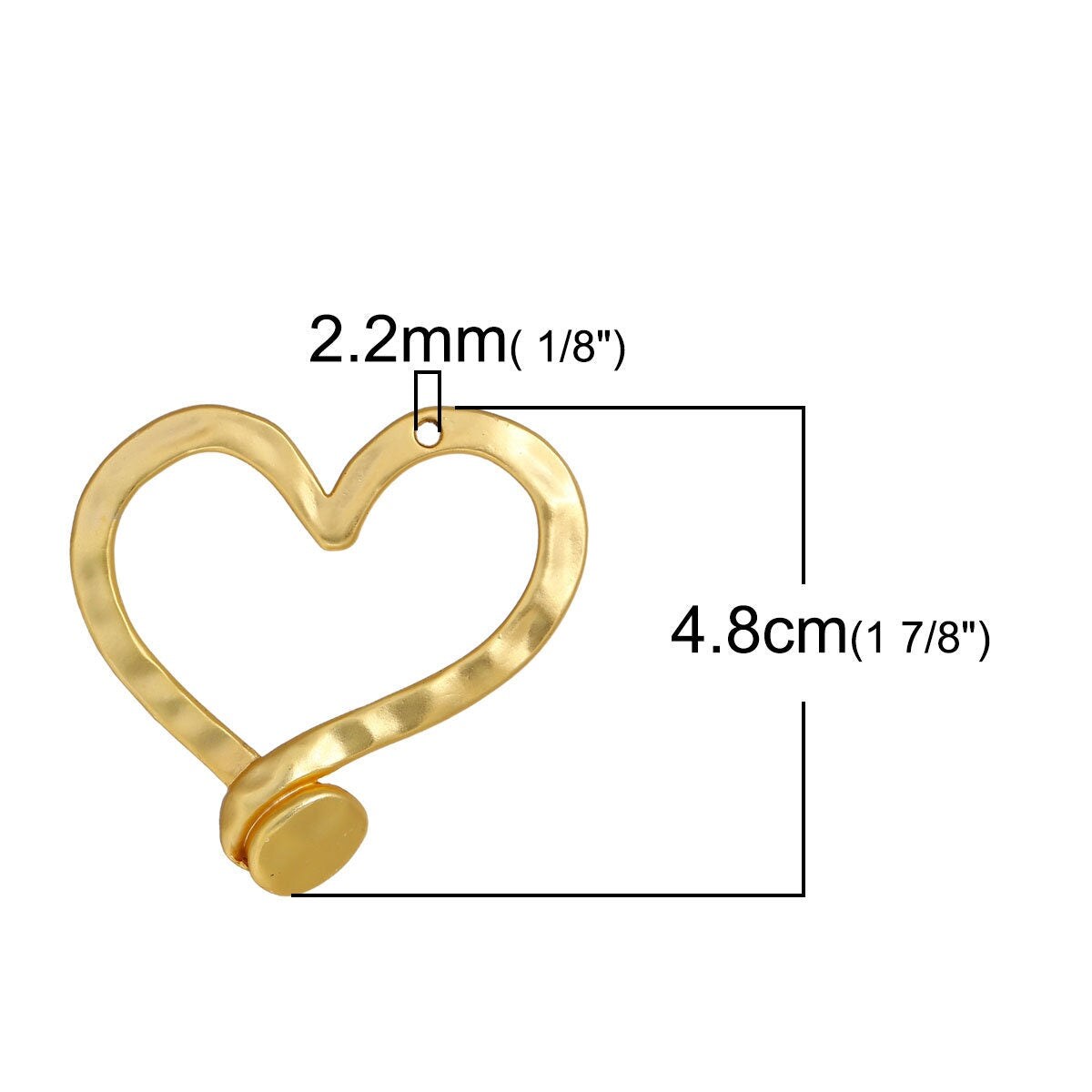 49x48mm Matte Gold Hammered Heart Pendant