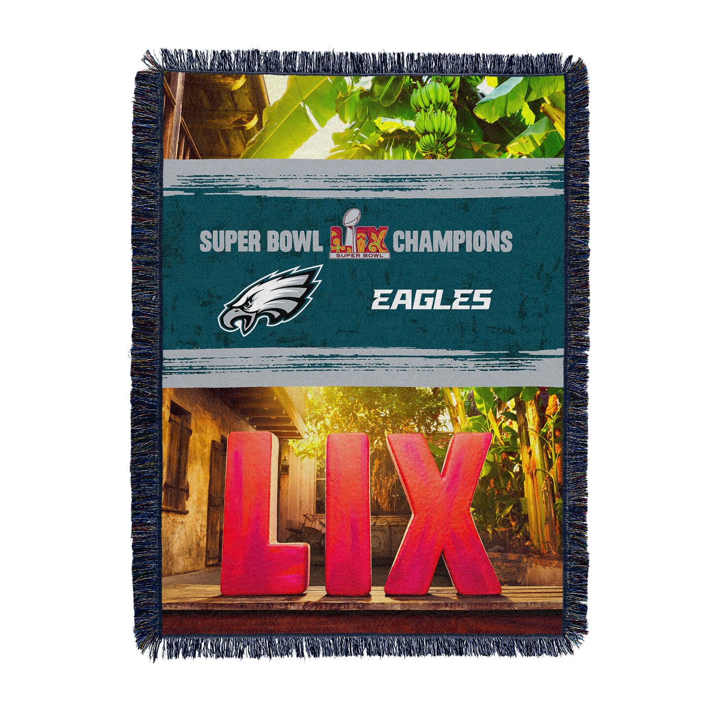 NFL Philadelphia Eagles 2025 Super Bowl LIX Woven Courtyard Tapestry Throw Blanket 48X60 Inches