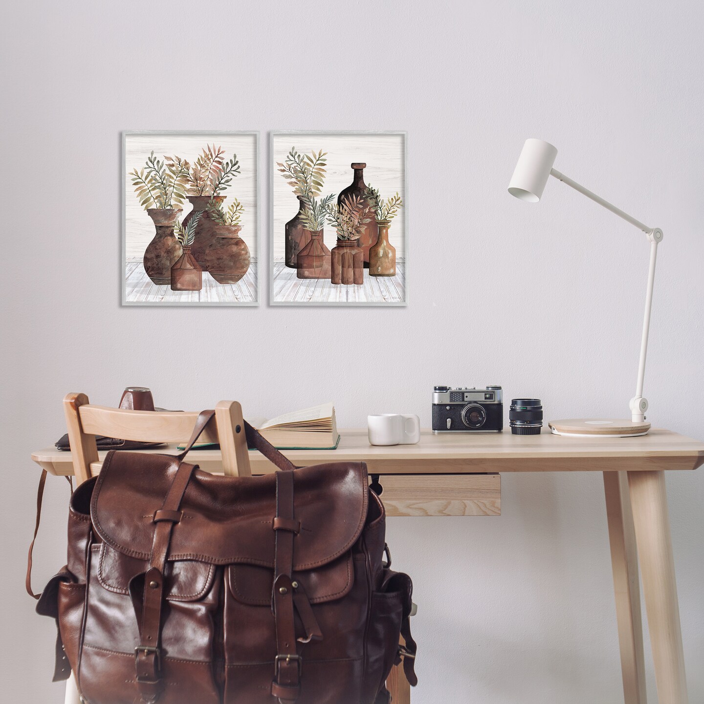 Stupell Industries Rustic Jars of Flowers 2 pc Framed Giclee Wall Art Set Design by Cindy Jacobs