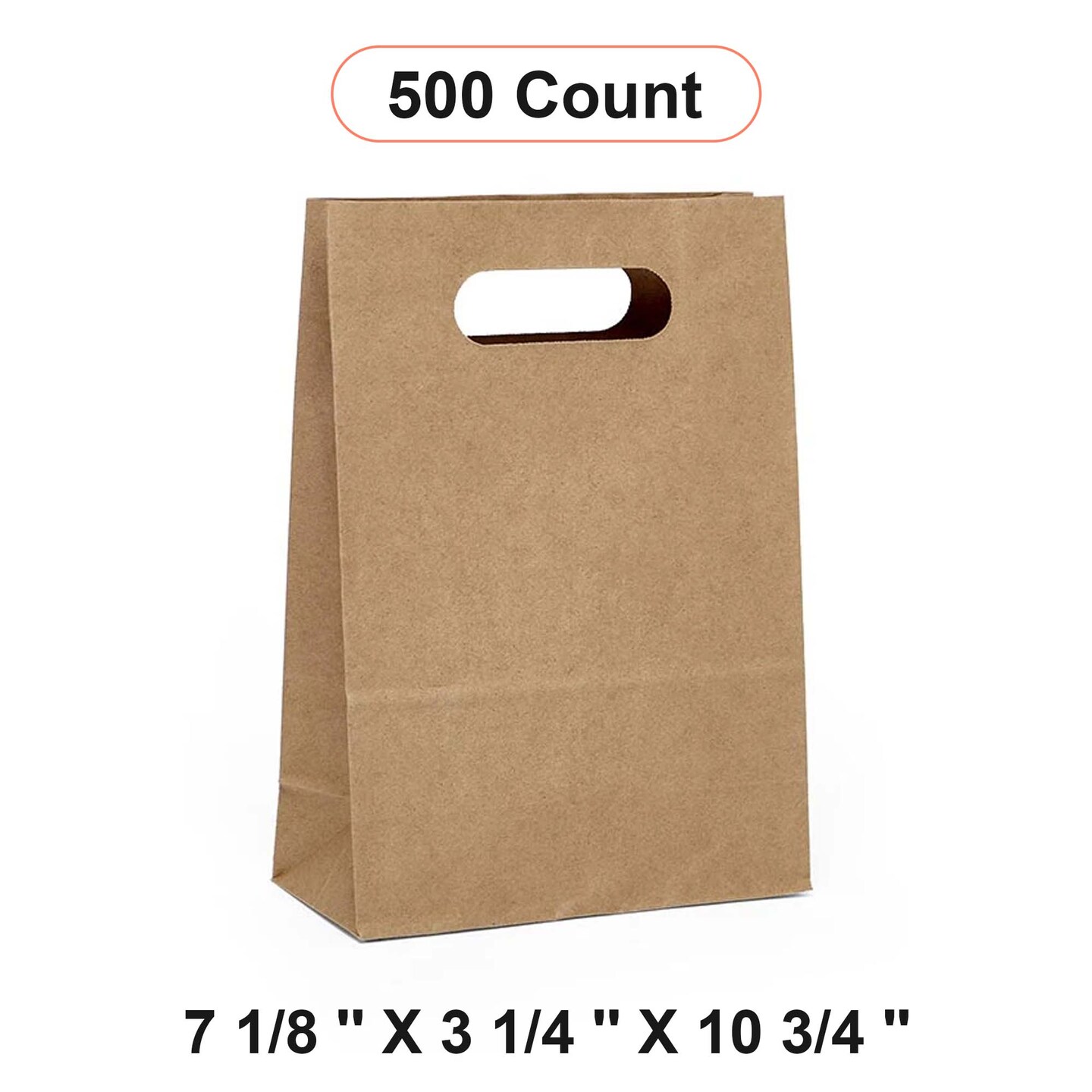 Die Cut Handle Paper Bags 7 1/8&#x27;&#x27; x 3 1/4&#x27;&#x27; x 10 3/4&#x27;&#x27;