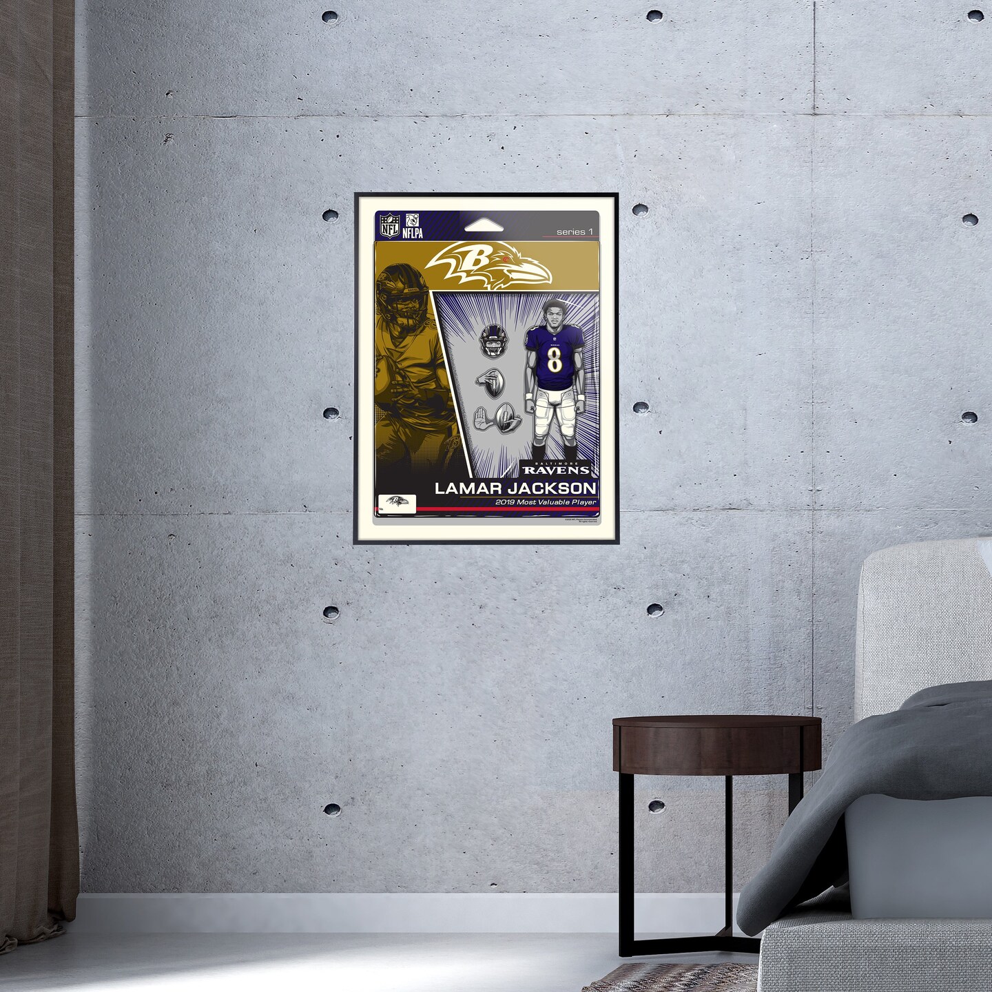 Phenom Gallery Baltimore Ravens Lamar Jackson Action Figure 18" x 24" Deluxe Framed Serigraph