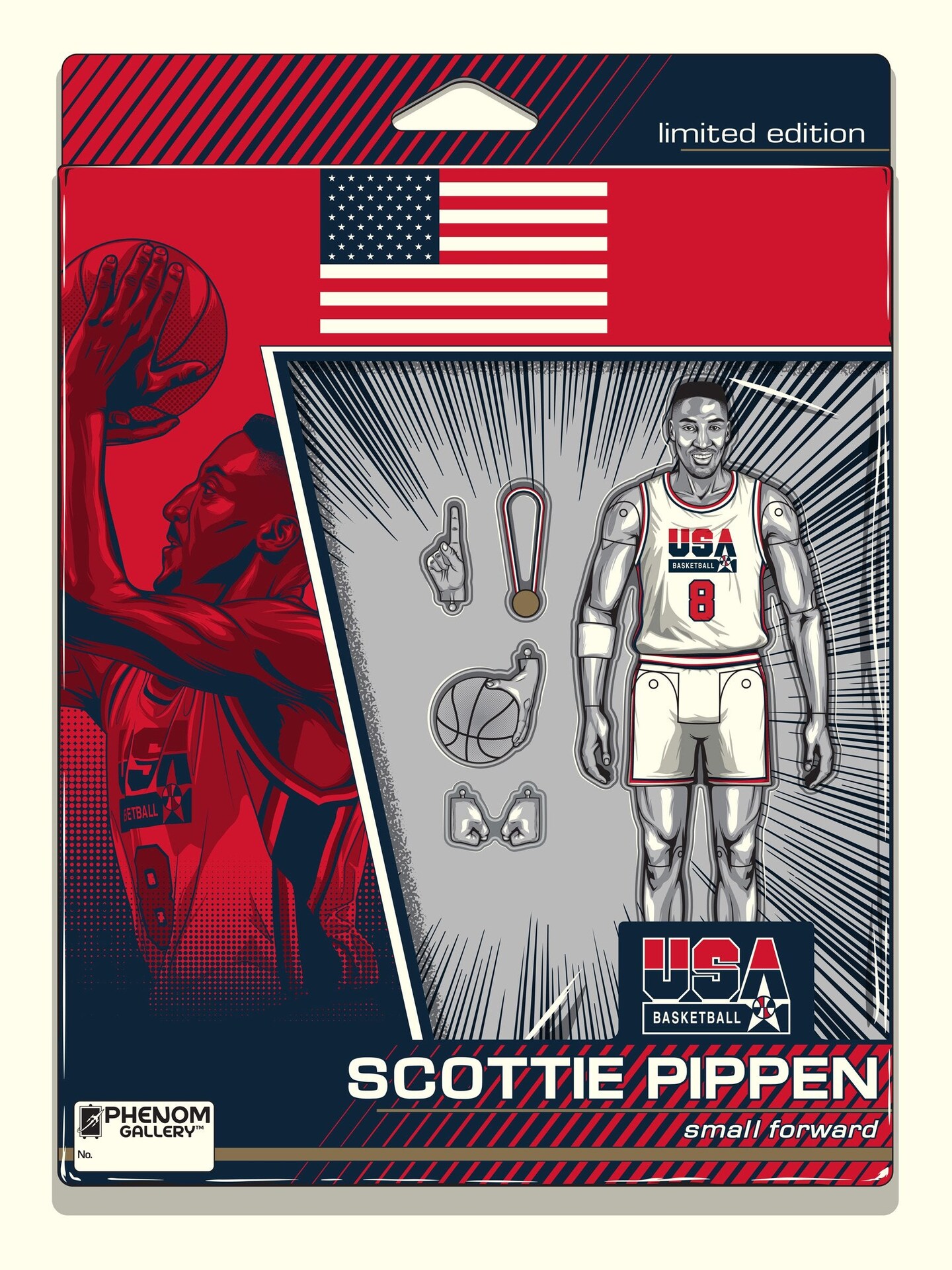 Phenom Gallery Scottie Pippen USA Basketball Action Figure Serigraph